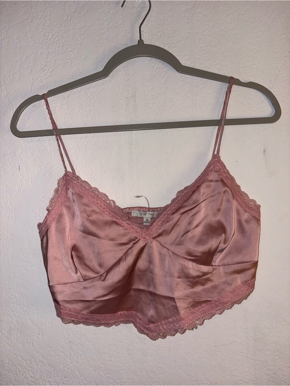 Love Tree Satin Lace Trim Bandeau - Dusty Rose Pink